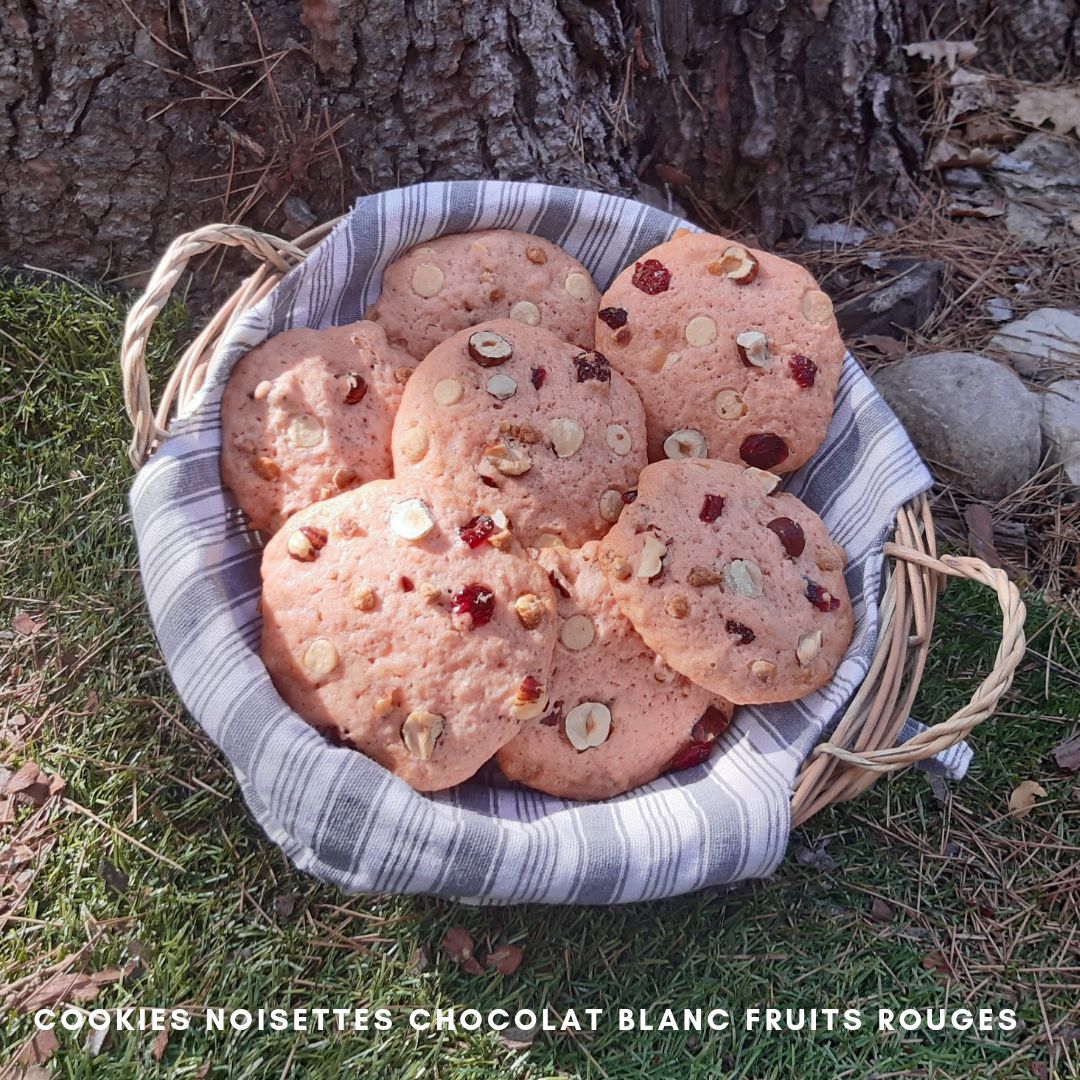 COOKIES NOISETTES CHOCOLAT BLANC FRUITS ROUGES – Pâtisseries de Choupie